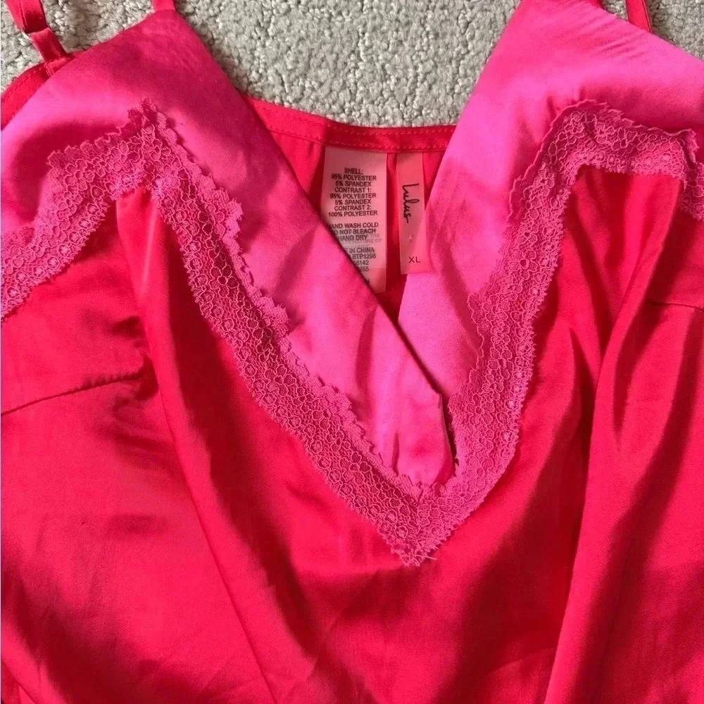Lulus Two Piece Sleep Set Red Pink Lingerie Two Toned Womens XL Sensual - Picture 6 of 12